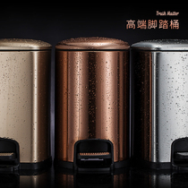  Pedal trash can Round stainless steel living room kitchen bathroom Home office 12L with beam mouth garbage bag