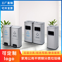 Stainless steel garbage sorting garbage bin pedal type Beijing large shopping mall public commercial school Hotel garbage bin