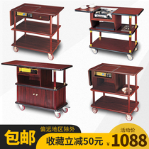  Wooden cooking truck Hand-pushed dining car On-site production car Cassette stove car Hotel restaurant mobile mobile luxury dining car