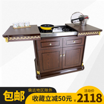  Hotel solid wood European-style dining car stall double-headed dining car snack hotel mobile mobile pull-together cabinet luxury
