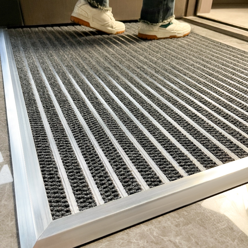 Gray Aluminum Alloy Entrance Door Dust-Proof Floor Mat Outdoor Door Carpet High-End Outdoor Foot Mat Non-Slip Door Mat