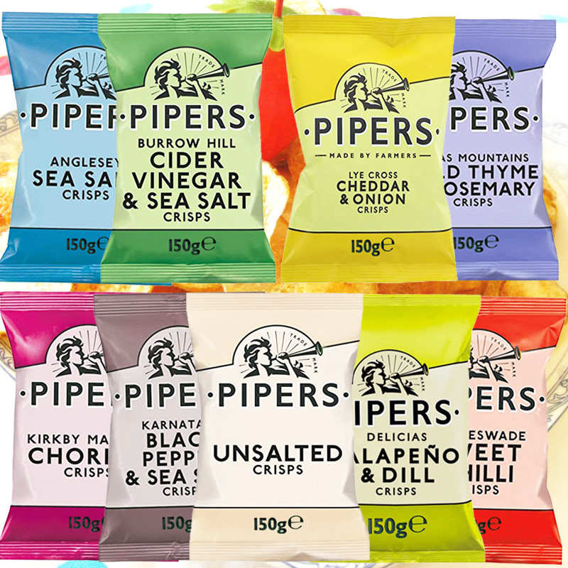 Spot British imports Pipers Crisp Crisps bagpipes handmade potato chips sea salt apple cider vinegar flavor 150g