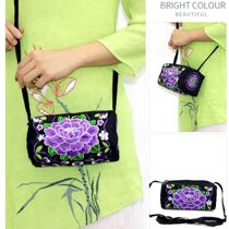 Ethnic style embroidered cross pocket wallet womens bag embroidered cloth bag hand bag diagonal cross pocket old mobile phone bag