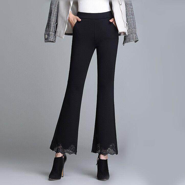 2022 Summer Lace Lace Slim Horn Pants Woman 90% Pants Elastic body Slim Fit High Waist Casual Large Size Women Pants
