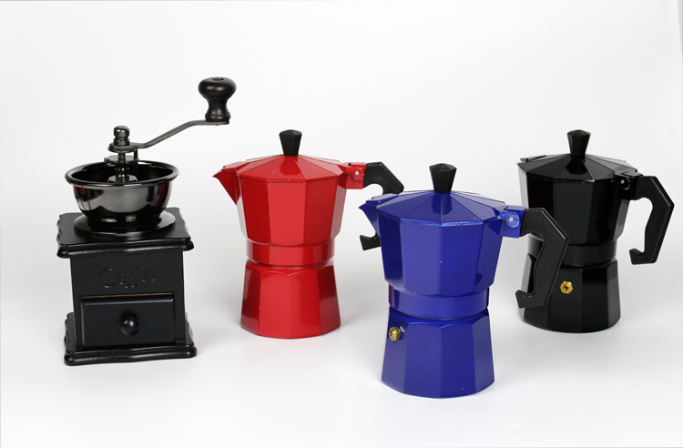 Nồi cà phê Ý Mocha nồi nhà pha cà phê dụng cụ cà phê bát giác nhôm Moka nồi nhôm nồi điện bếp màu mô hình - Cà phê dụng cụ pha cold brew