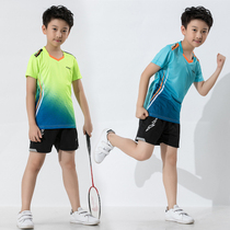 Childrens sports badminton suit suit spring and summer short-sleeved quick-drying clothes Big children parent-child training clothes custom group purchase