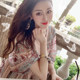 Net red same style retro printed dress loose big swing v-neck bat sleeve vacation long dress ladies temperament female summer