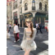 Chi San Um mohair hollow knitted cardigan suspender