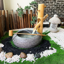 Day Style Courtyard Stone Bowl Running Water Landscape Sculpture Garden Stone Trough sink Bamboo Deer Outdoor Withered Landscape Squatting in Courtyard
