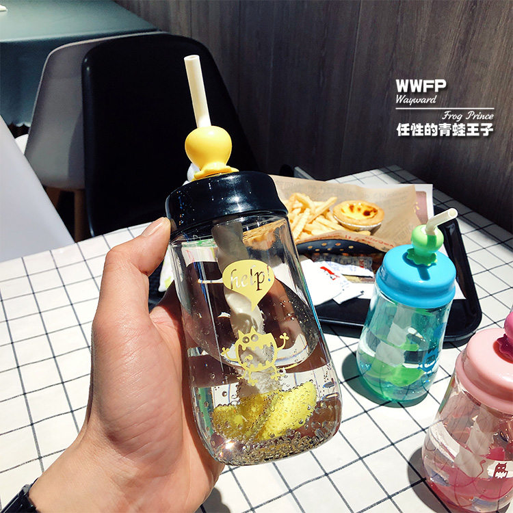 Cốc trộn cốc nước ép nhựa uống cốc protein cốc trẻ em cốc hút học sinh dễ thương chống vòi thả cốc - Tách lock and lock bình giữ nhiệt