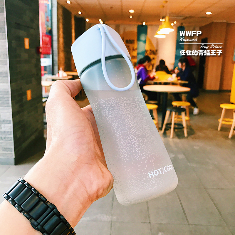 Rhombus-shaped water cup portable handy cup with rope simple cup student frosted with lid resistant to hot water bottle drop-resistant water bottle