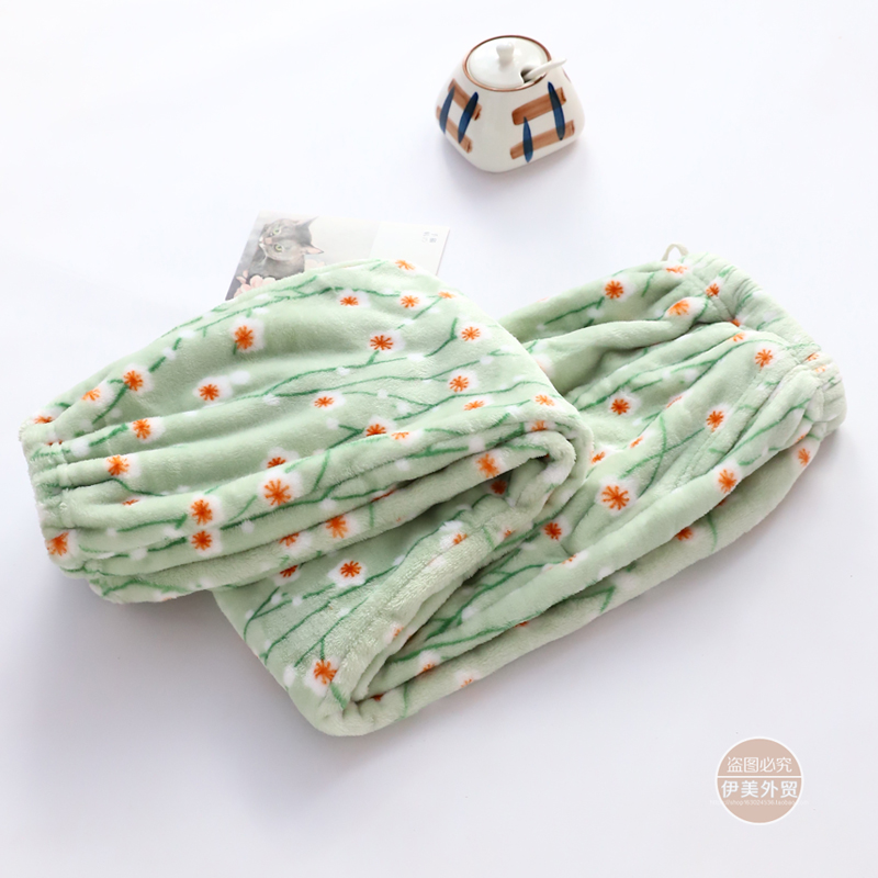 Flannel Pyjama Đàn ông và Phụ nữ Cặp đôi Mùa thu và Mùa đông Làm dày Quần nhà Kích thước chân Đóng quần San hô quần sịp nam