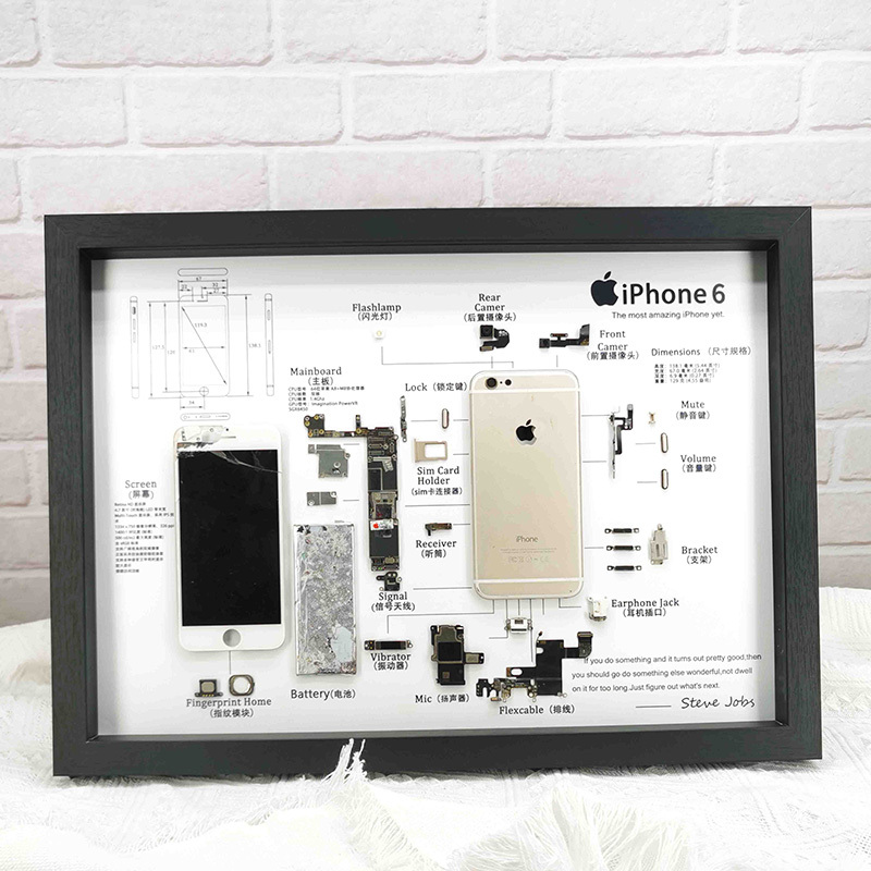 Mobile Phone Disassembly Wooden Frame for iPhone Apple Disassembled Parts Specimen Handmade DIY Parts Framing Collection Display Frame