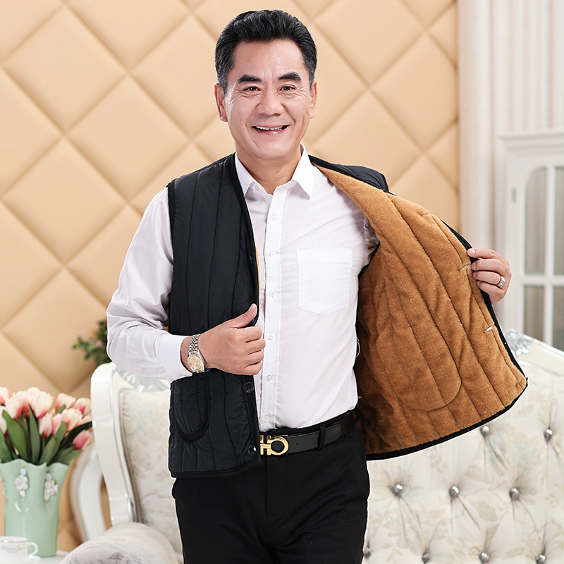 Áo vest nữ mùa đông mới dày cộng với áo nhung mẹ chất liệu cotton trung niên