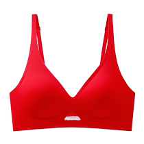 Cat peoples zodiac year underwear for women with small breasts gathered French style sexy deep V wedding bride big red bra suit dragon