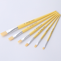 6 yellow Rod flat head nylon hair brush water chalk water chalk acrylic brush 6 sets