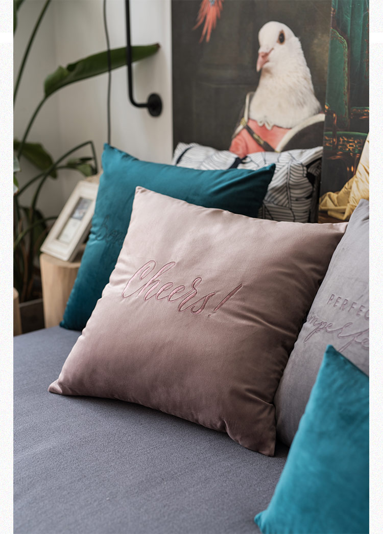 Gối nhung nhung Bắc Âu in thêu thư đệm ghế sofa màu rắn lớn trở lại 50 vỏ gối - Trở lại đệm / Bolsters gối văn phòng 2 trong 1