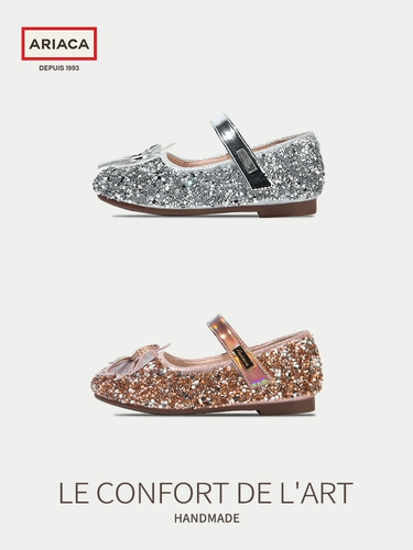 Детская блестящая обувь для принцессы для кожаной обуви, детское платье, мягкая подошва