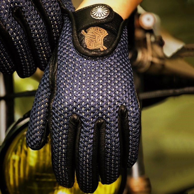 uglybros ugly male and female deer leather breathable retro locomotive riding anti-fall sun protection locomotive gloves brother