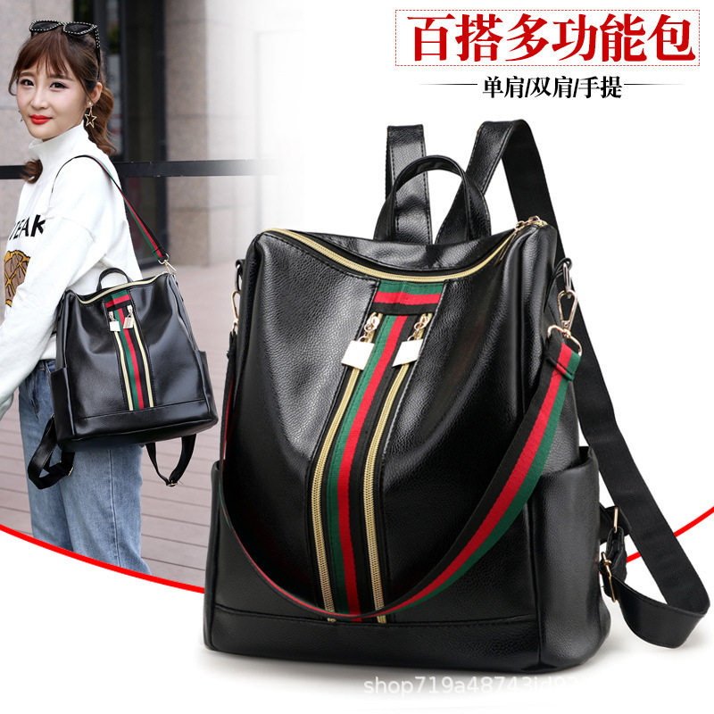 Capacious school bag with zipper, bag strap, polyurethane backpack, 2023 collection