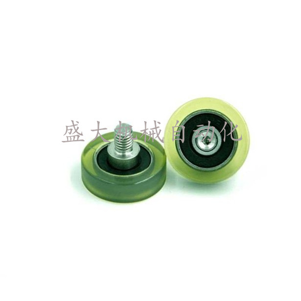 PU62626-8C1L8M6 with stainless steel screw rod polyurethane forming pulley external thread coated rubber bearing roller