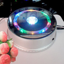 New colorful luminous rotating lamp holder Crystal ornaments base MP3MP4 wooden Bluetooth music box rotating stand