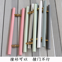 Nordic glass door handle solid wood clothing store personality log door handle sauna room tube club wooden door handle