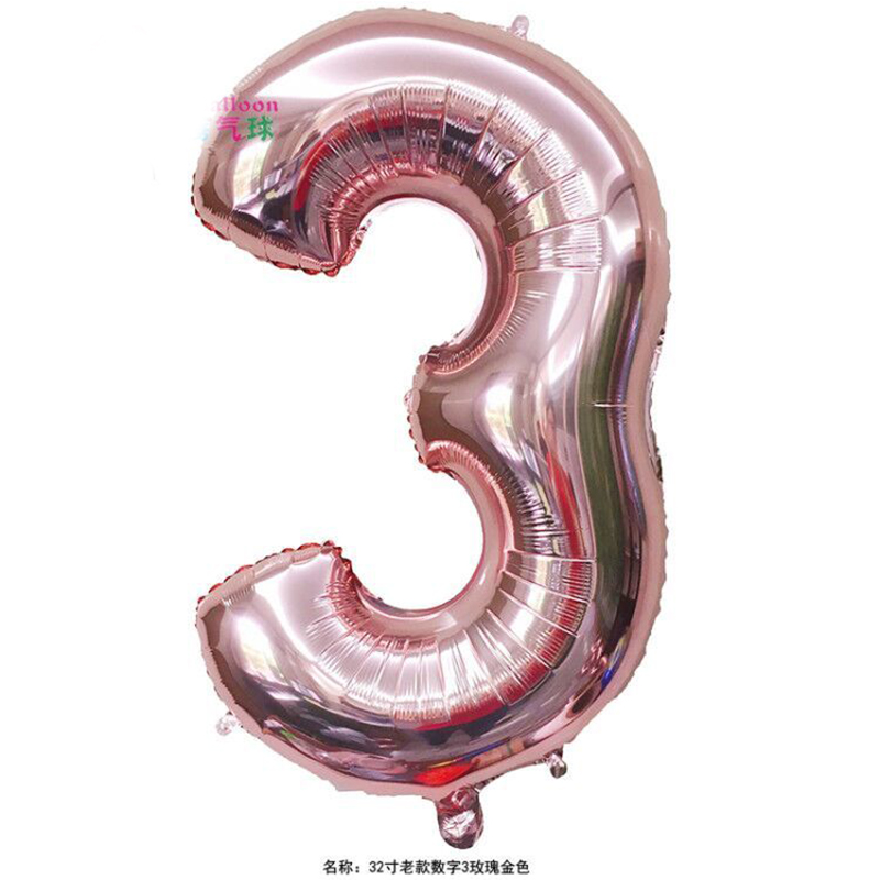 Orange / 32 Inch Digital Rose Gold 332 inch aluminum foil number Gold Silver Black Gradients Optional Wedding marry arrangement 0 reach No.9 code Optional Aluminum film balloon