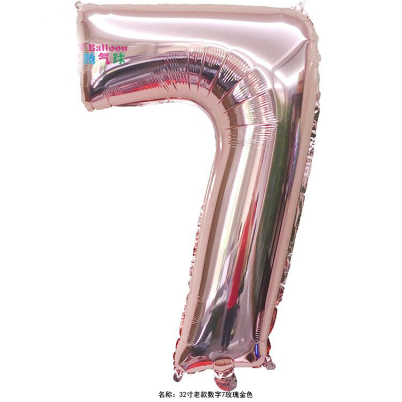 CHAMPAGNE / 32 Inch Digital Rose Gold 732 inch aluminum foil number Gold Silver Black Gradients Optional Wedding marry arrangement 0 reach No.9 code Optional Aluminum film balloon