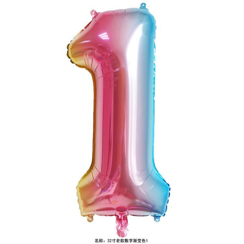 Light Green & / 32 Inch Digital Gradient 132 inch aluminum foil number Gold Silver Black Gradients Optional Wedding marry arrangement 0 reach No.9 code Optional Aluminum film balloon