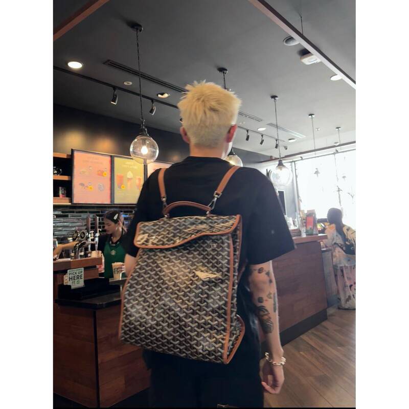 2026 Dog Tooth Backpack with Full Monogram Print, Vintage Unisex Large Capacity Light Luxury Fashion Cowhide Handbag