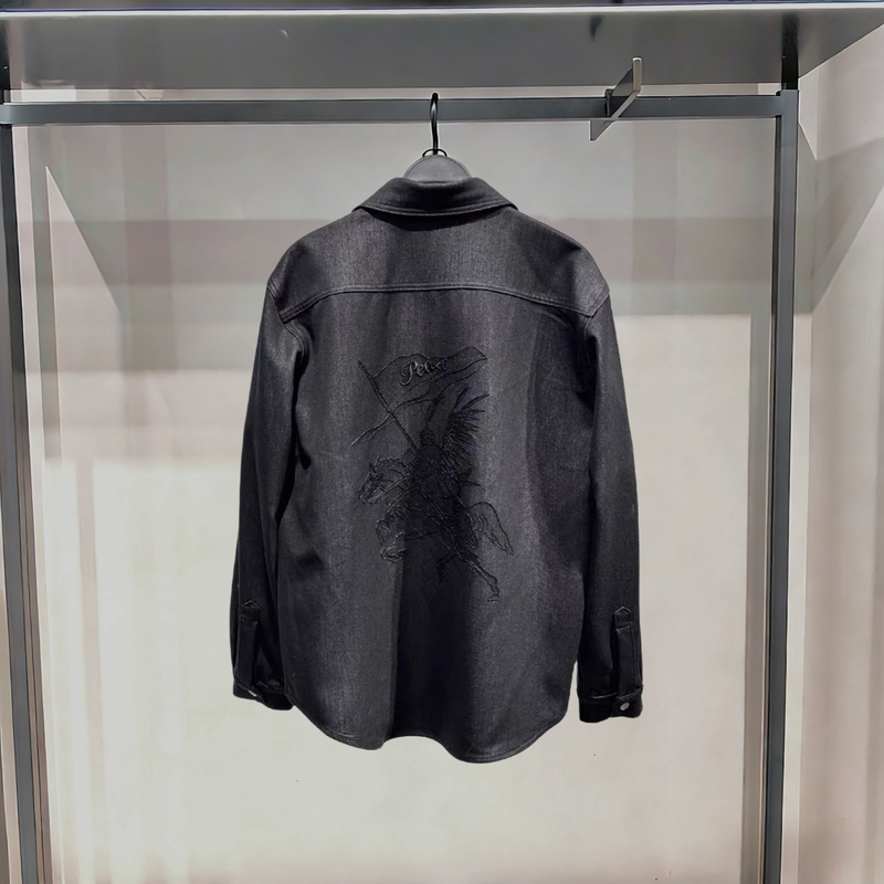 2026 Spring New Fashion Brand Casual Versatile Long Sleeve Loose Horse Embroidered Men's Fashion Denim Outerwear Shirt