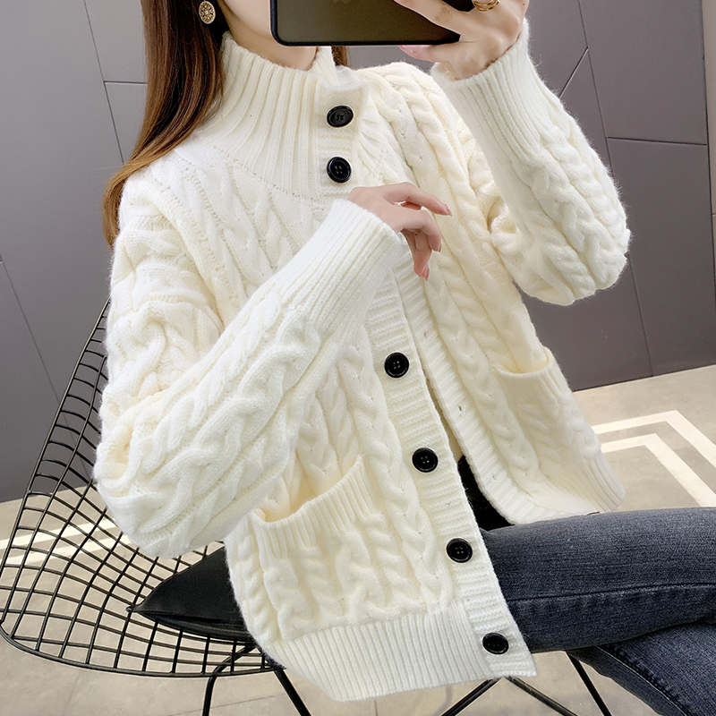 Popular Thick Knit Sweater Coat, Loose and Casual Style, Cable Knit Top, Knitted Cardigan for Women, 2026 New Spring Collection