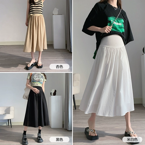 米度丽 Летняя юбка в складку с поддержкой живота, мини-юбка, длинная юбка для беременных, летняя одежда, средней длины