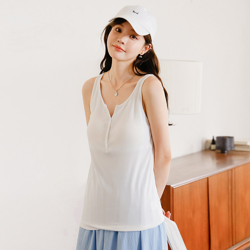 Breastfeeding Vest with Suspenders, No Need to Wear a Bra, Summer Thin Style, Can Be Worn Outside, Postpartum Maternity Top with Breast Pads, Special — 1