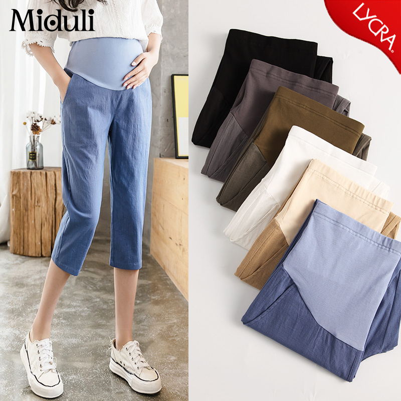 Pregnant woman shorts summer outside wearing pregnant woman pants slim fit pants 70% Bottoms Casual 50% Pants Mid Pants Summer Dress-Taobao