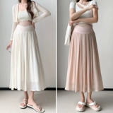 Летняя тонкая юбка в складку, длинная юбка с поддержкой живота для беременных, летняя одежда, А-силуэт