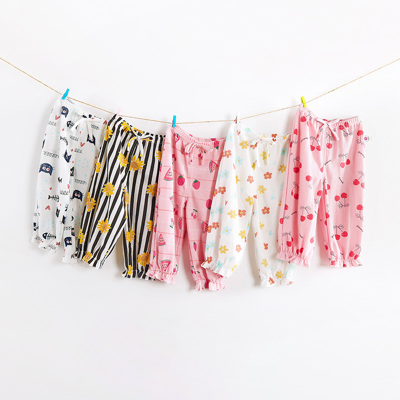 (clear cabin) girl's anti-mosquito pants summer thin baby pants baby long pants young children summer outfits children spring and autumn light cage pants
