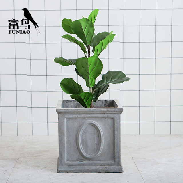FuNiao ຊີມັງ flowerpot ສ້າງສັນຮູບສີ່ຫຼ່ຽມມົນປາກມ້ວນງ່າຍດາຍແບບ Nordic ສິນລະປະໃນລົ່ມດ້ວຍມືເຮັດດ້ວຍມືຂອງຫມໍ້ດອກໄມ້ magnesium ຂີ້ຕົມ