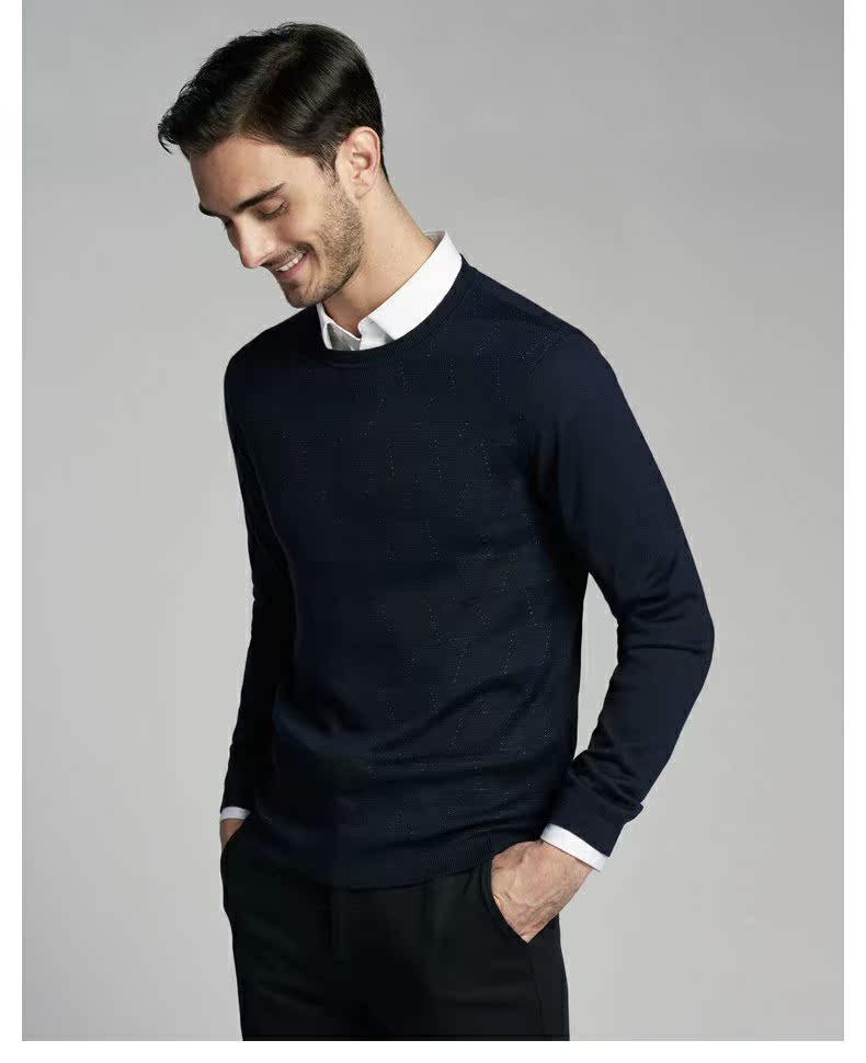 Áo len nam Jinba 2019 cho nam thời trang mới lụa sáng lấp lánh áo len cổ tròn BYEV3352 - Áo len sweater nam