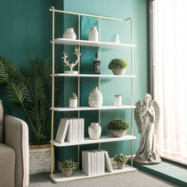 Light luxury iron bookshelf storage rack living room cabinet floor wall display design sense Net red Nordic display rack