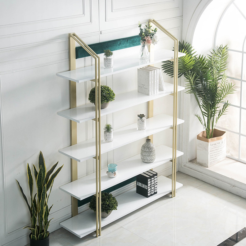 Light and luxurious metal bookshelves stratified cabinets leaning against wall Nordic floor book house Home iron art net red display display shelf