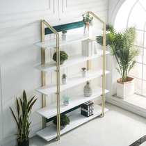 Light luxury metal bookshelf layered cabinets against the wall Nordic floor study Home Iron Net red Display Display rack