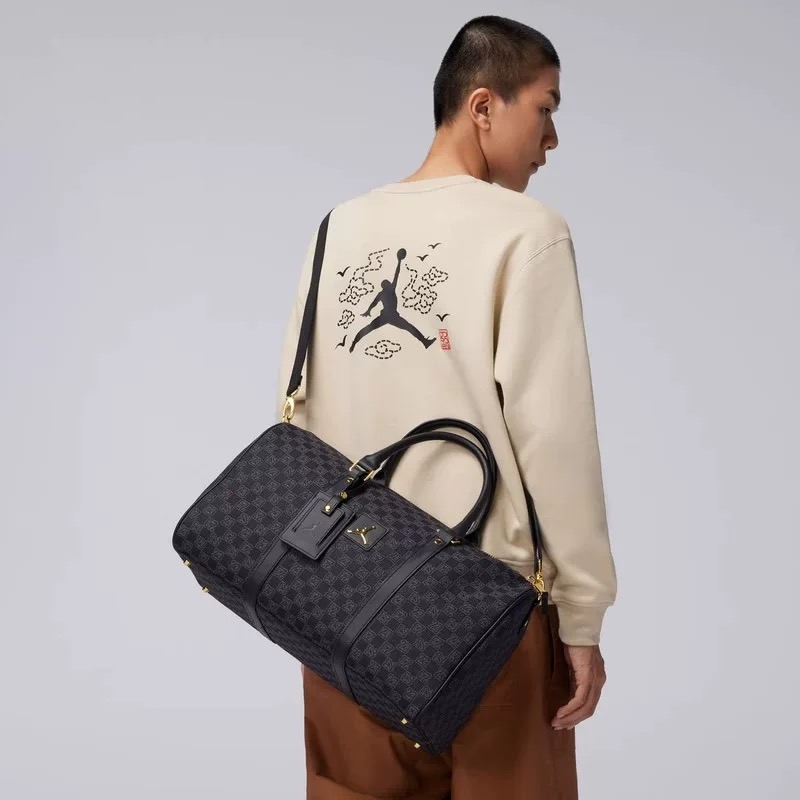 Authentic Nike Jordan Checkerboard Casual Fabric Monogrammed Luggage Shoulder Bucket Bag Fj6787-011
