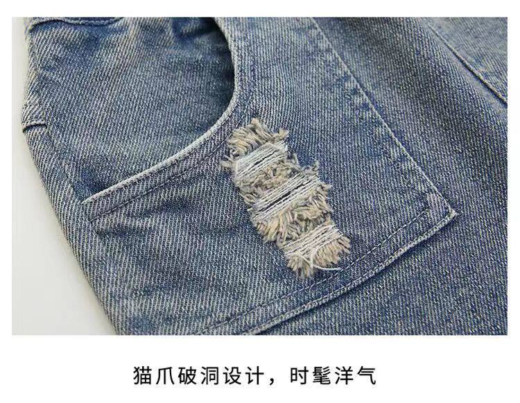 Джинсы детские 女童喇叭裤秋冬新款儿童加绒牛仔裤韩版洋气中大童时尚显瘦微喇裤