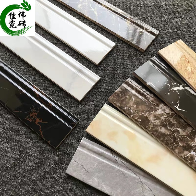 All porcelain white skirting board tile walk sideline line 100x800 living room floor tile wave wire American Nordic ground foot line