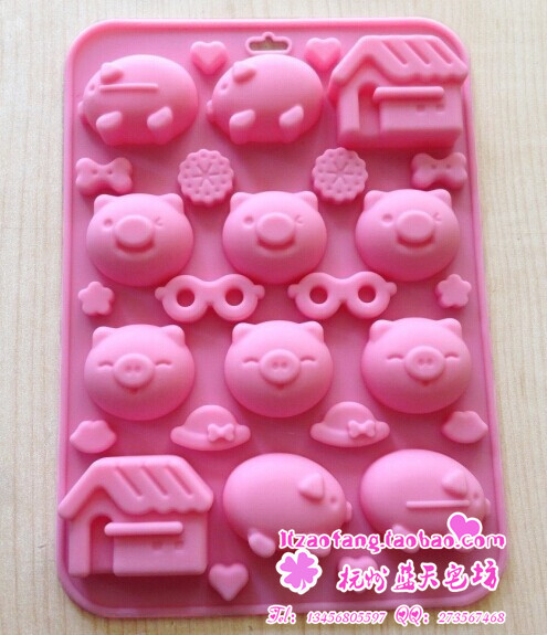 xj487 Silicone Cake Mould Chocolate Mould Cookie Mould Beautiful Pig Mould Ice Die