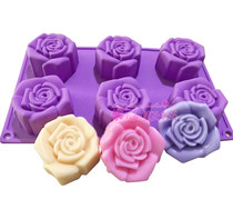 xj590 silicone cake mold handmade soap mold six-link rose mold 6-hole new rose baking mold