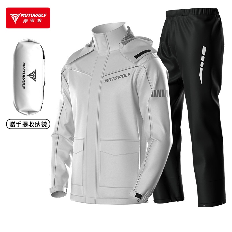 Modo Wolf Raincoat and Rain Pants Set, Split Waterproof Motorcycle Riding Full-Body Rain Suit for Adults, Stormproof Rider Rainwear