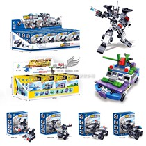 Childrens puzzle assembly 8-in-1 deformed plastic building blocks Dinosaur military school store hanging board toy batch